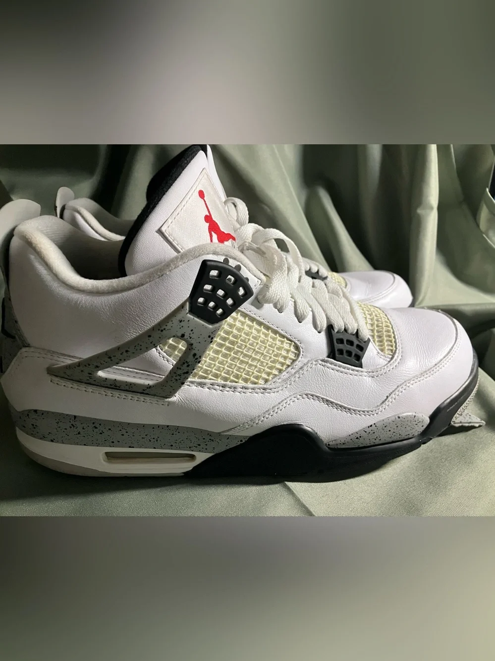 Air Jordan White Black Cement Grey Retro 4 Sneakers